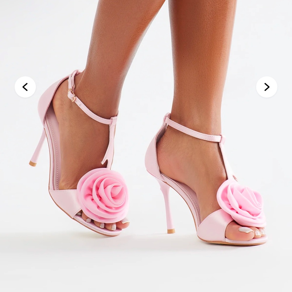 Women's Pink Floral Open-Toe Stiletto Heels